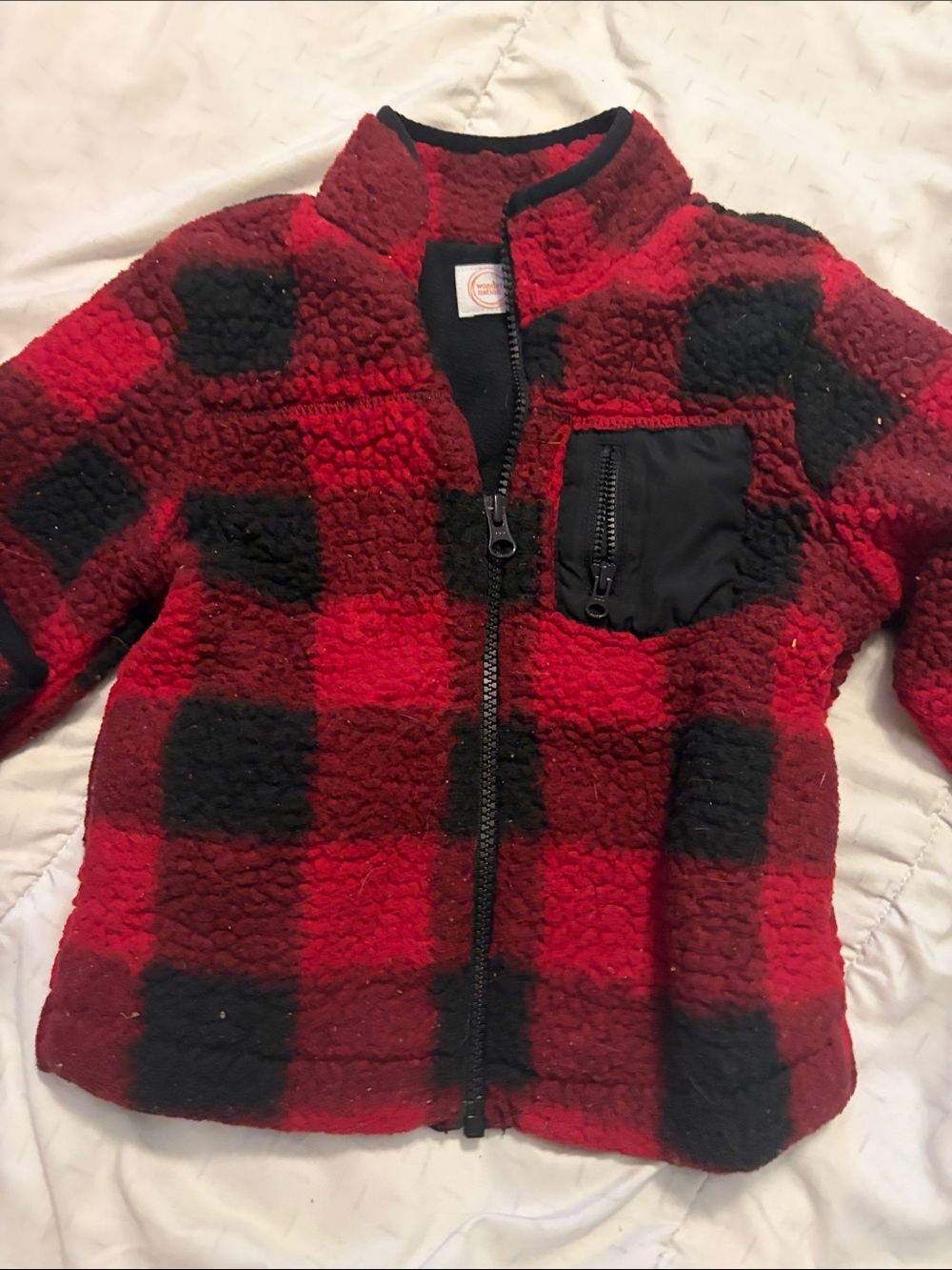wonder nation Red and Black Buffalo Plaid Sherpa Jacket